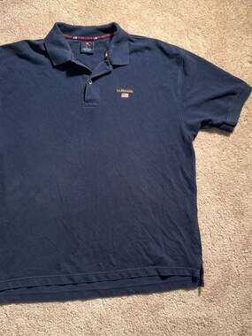 U.S. Polo Assn. Vintage Navy Blue Short Sleeve Polo Shirt with American Flag Log